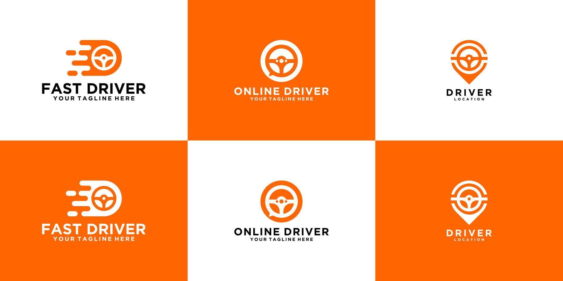 a collection of creative driver designs, online drivers, logo design templates vector