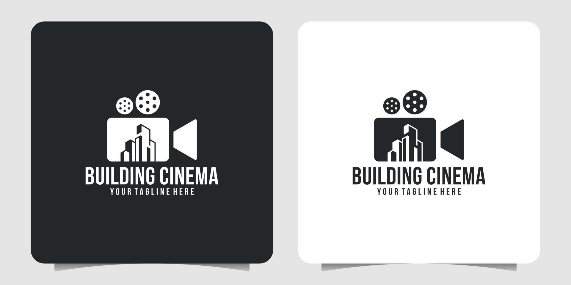 logotipo de cine creativo y diseño de logotipo de construcción vector