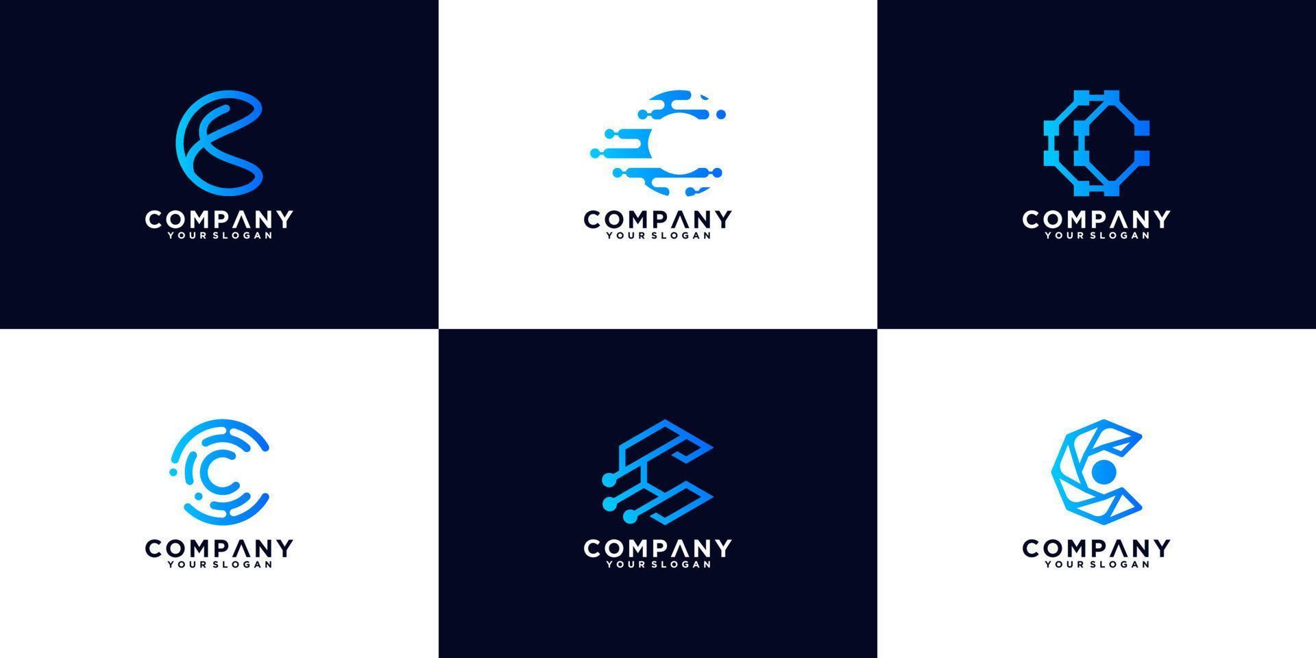 abstract letter c initial monogram logo collection vector