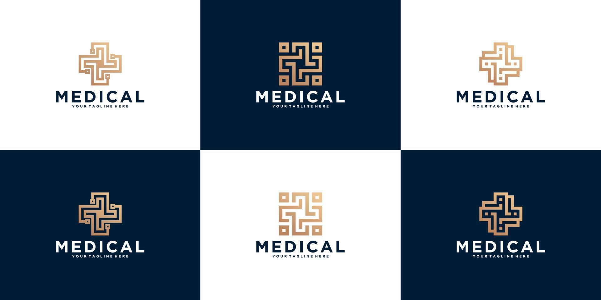 abstract cross plus medical logo for health, medicine and clinic vector