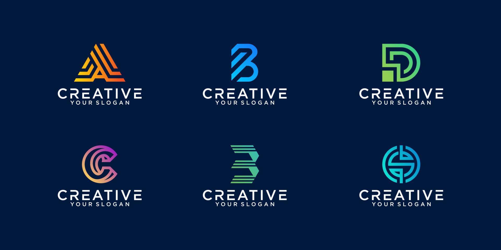 conjunto de plantilla de diseño de logotipo de carta de monograma creativo vector