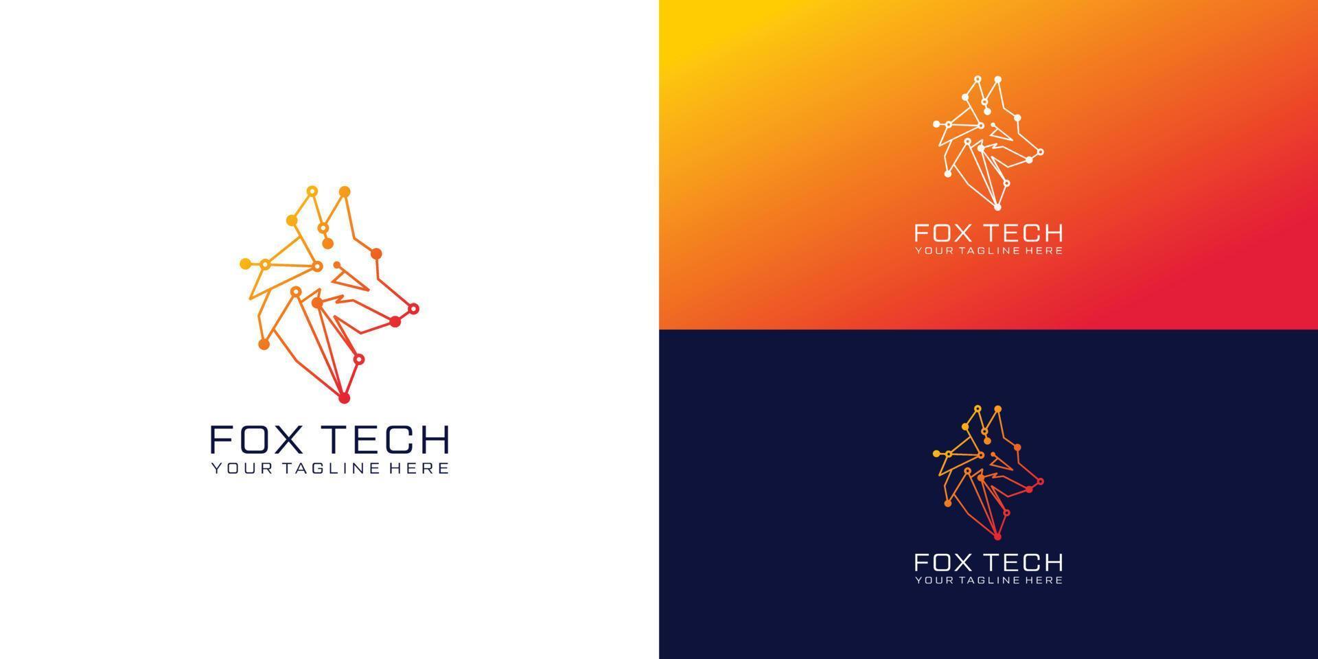 inspiración para el diseño del logotipo de la tecnología fox vector