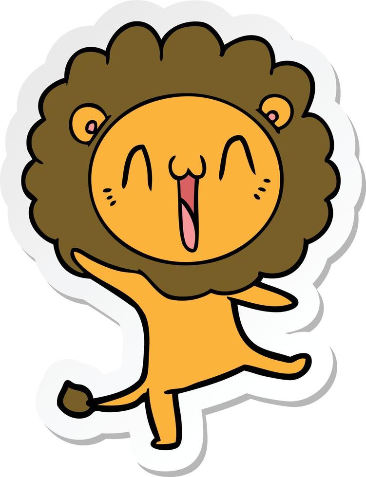 sticker of a happy cartoon lion vector