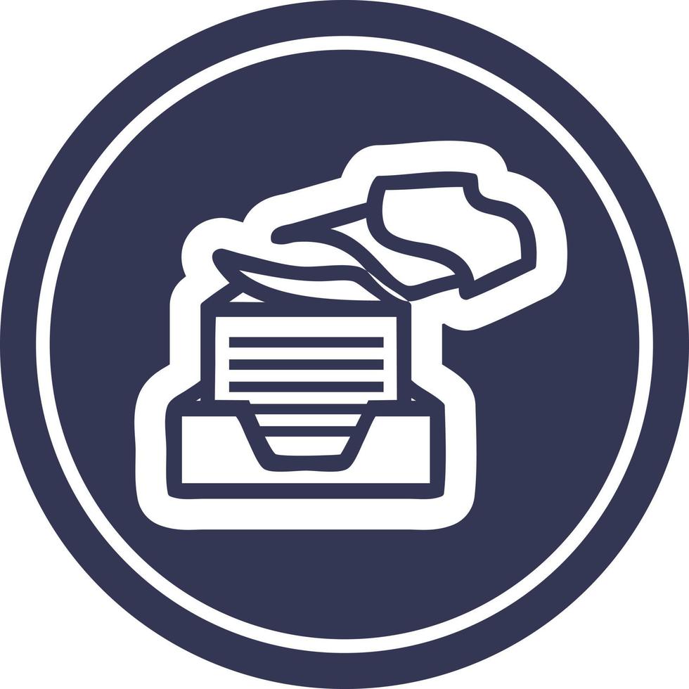 office paper stack circular icon vector