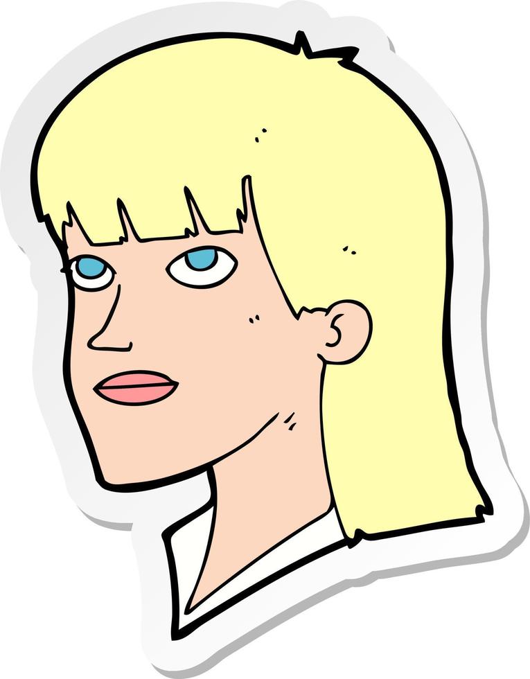 sticker of a cartoon serious woman vector