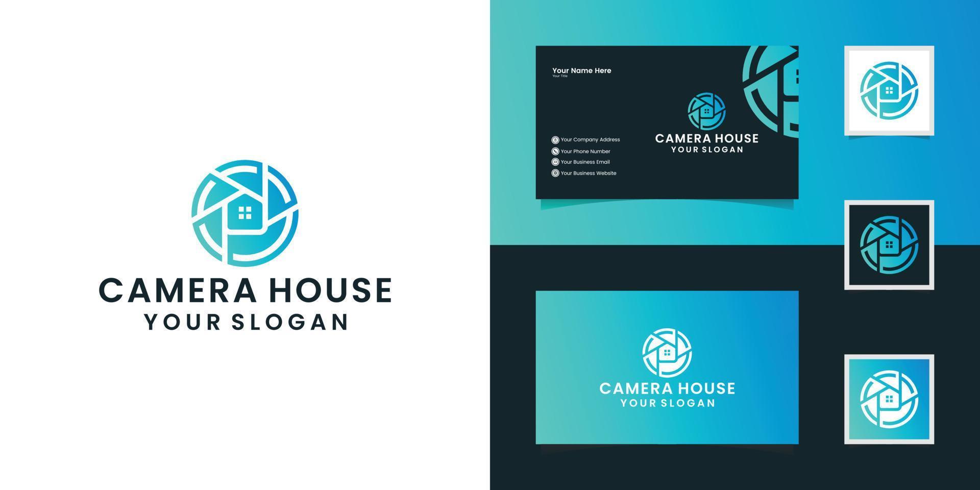 house photography with lens concept and house design templates and business card inspiration vector