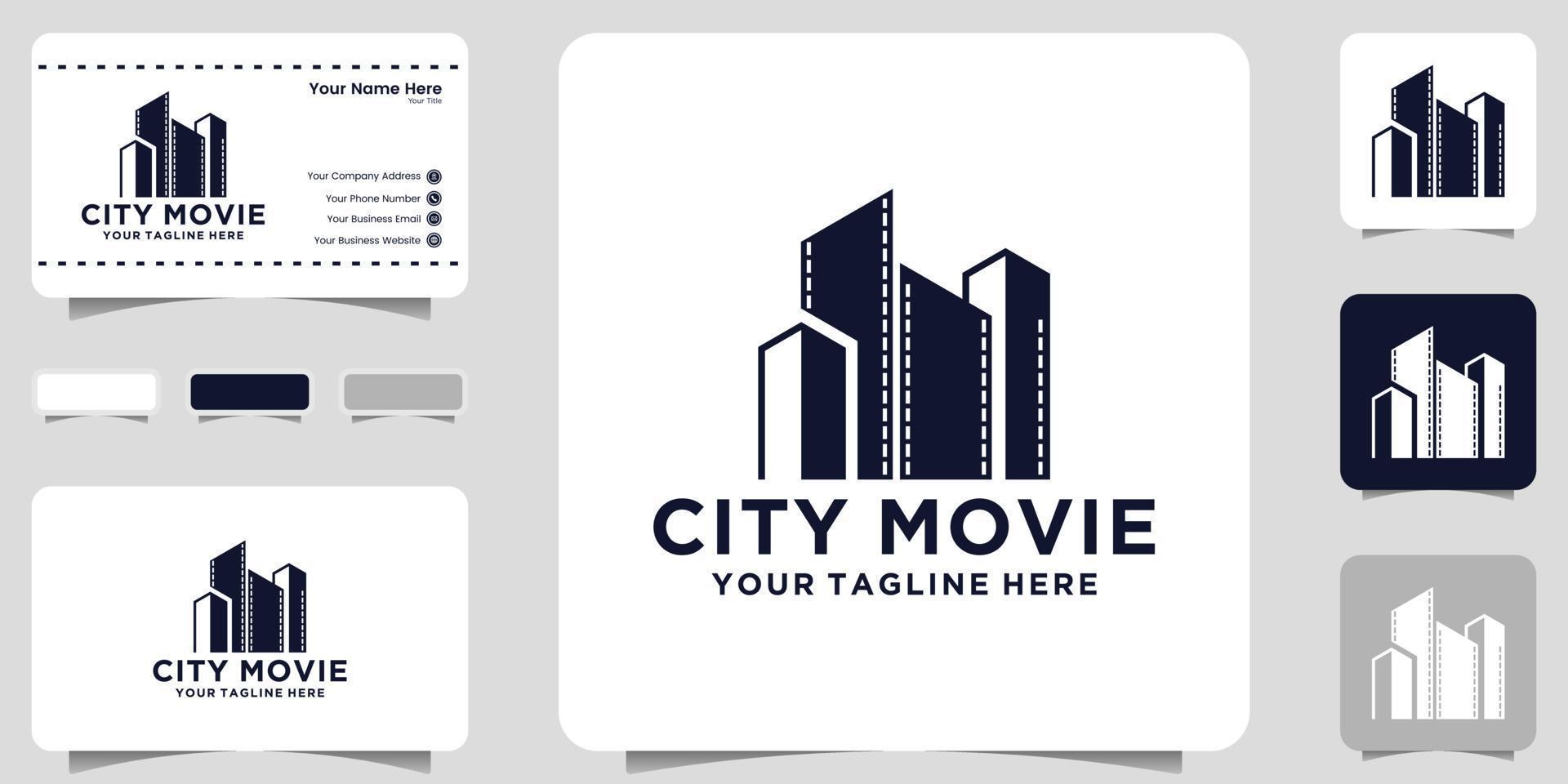 Building silhouette logo design inspiration and film cliches icon and business card designs vector