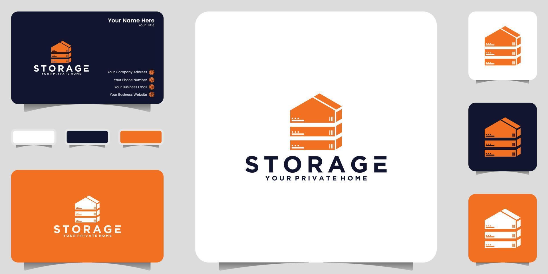 home logo inspiration and data storage icon and business card design vector