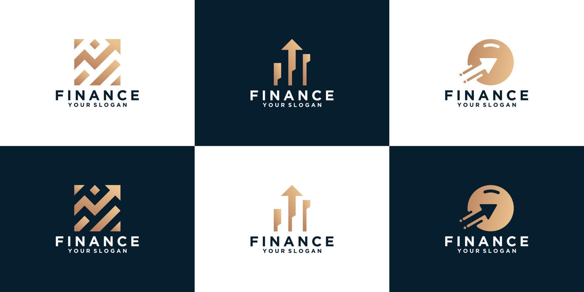 una colección de logotipos financieros, diseños de flechas para empresas, consultoría, finanzas vector