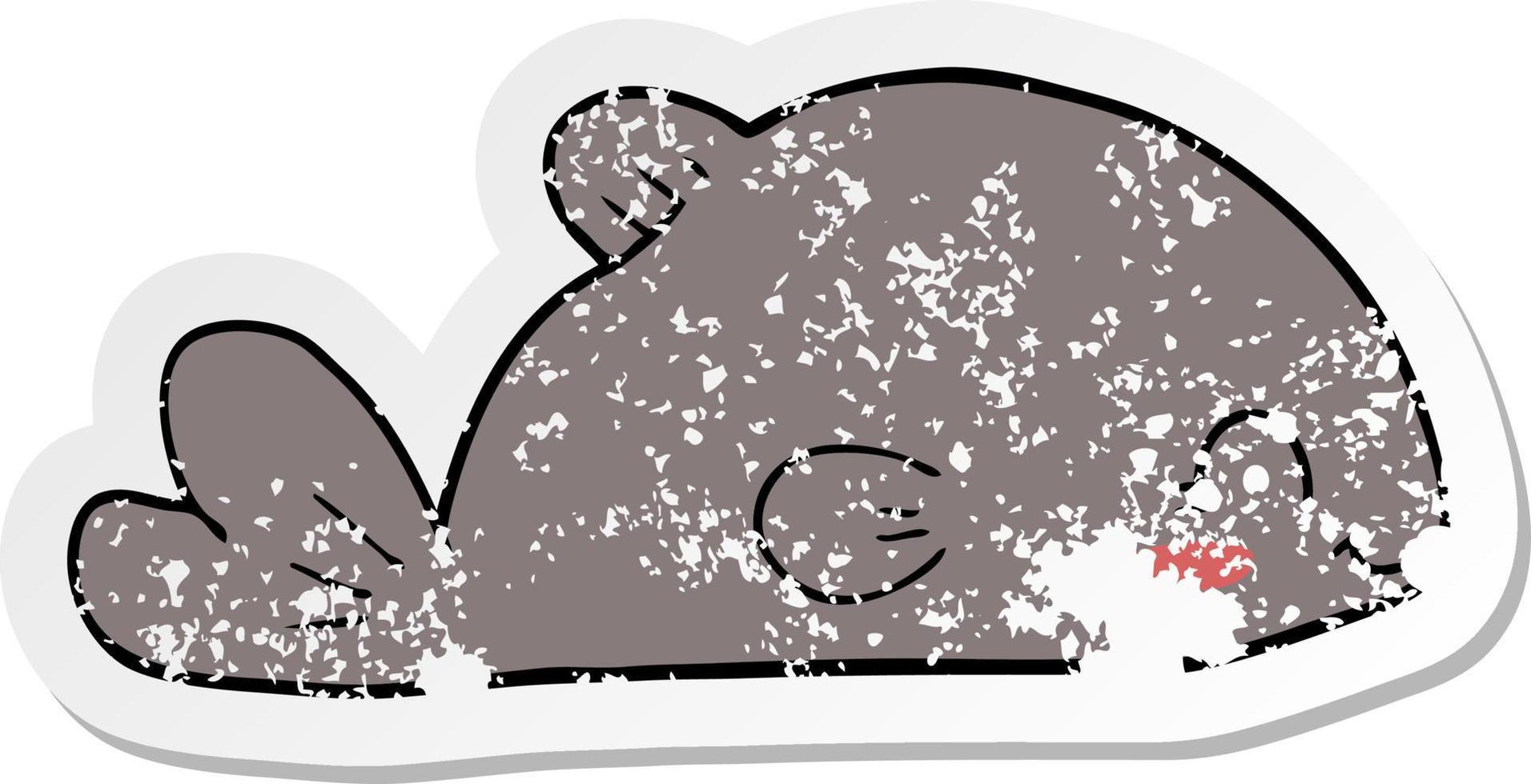 distressed sticker of a cartoon fish vector