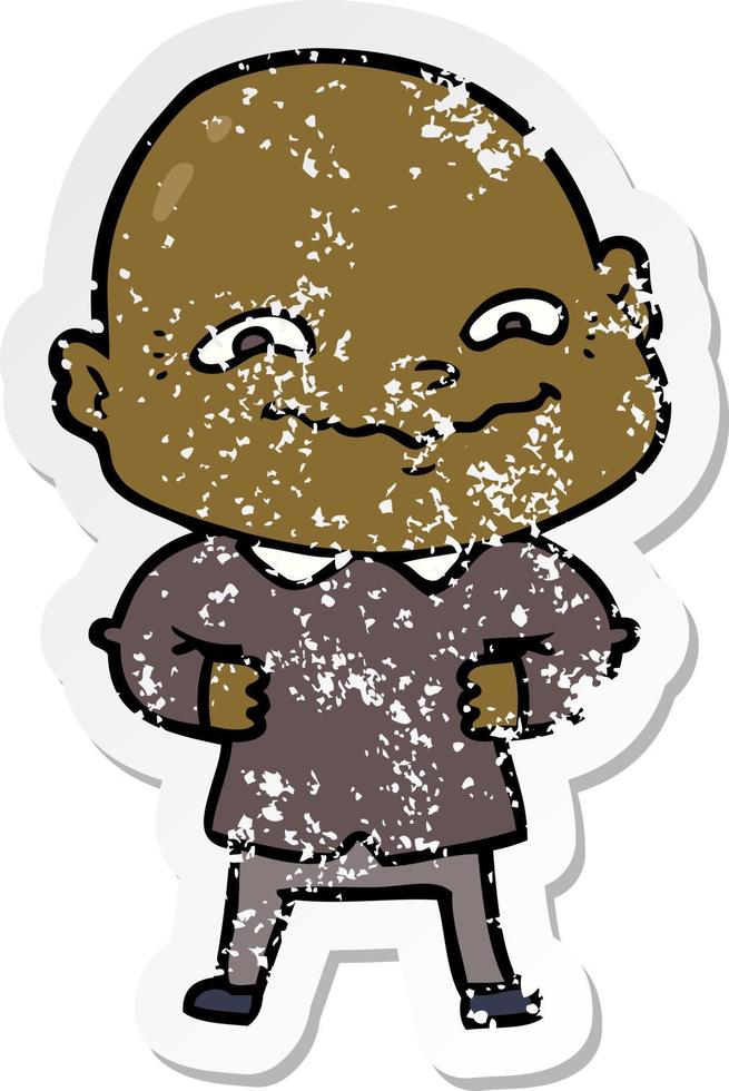 distressed sticker of a cartoon creepy guy vector