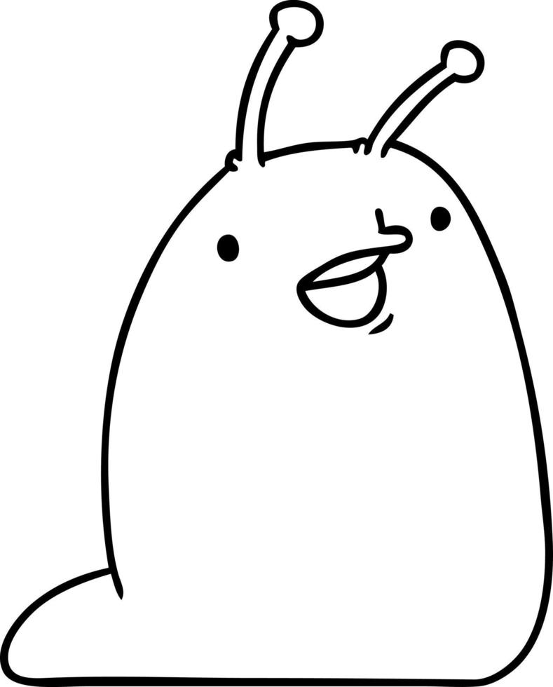 line drawing of a cute kawaii slug vector