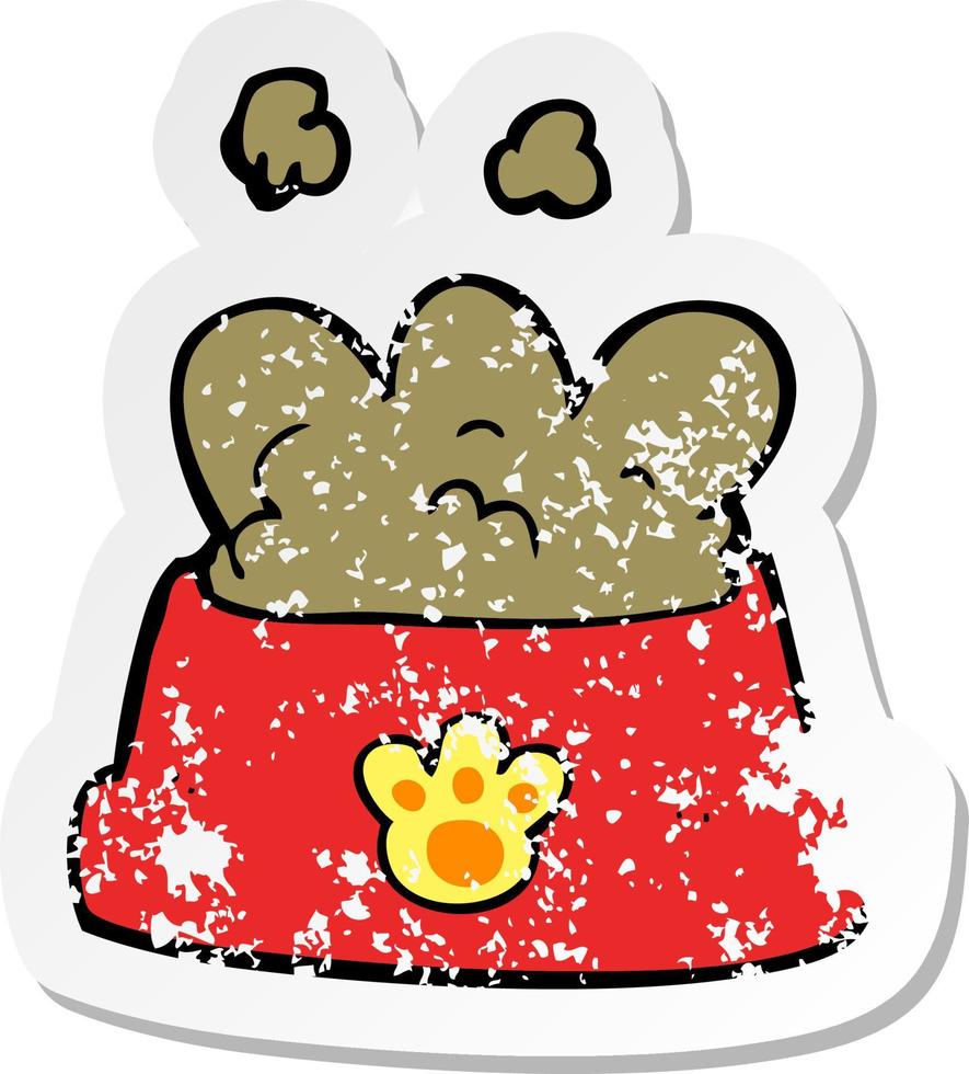 retro distressed sticker of a cartoon dog food vector