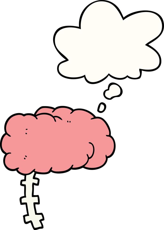 cartoon brain and thought bubble vector
