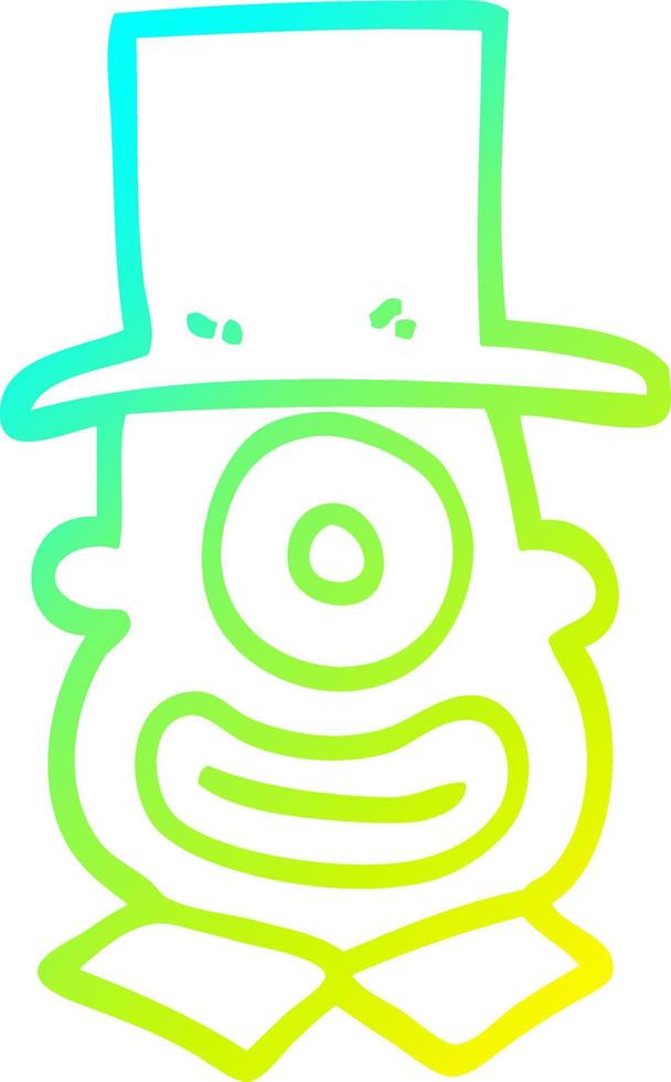 cold gradient line drawing cartoon cyclops in top hat vector