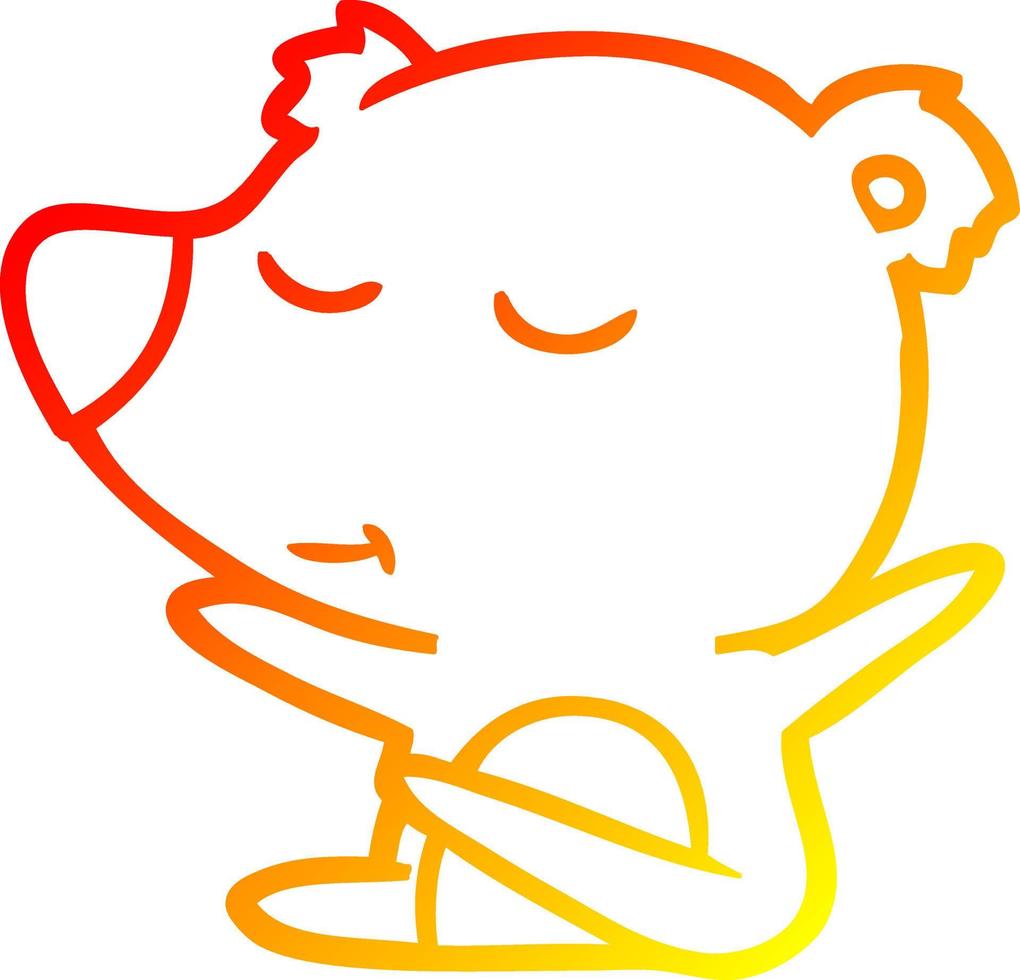warm gradient line drawing happy cartoon bear vector