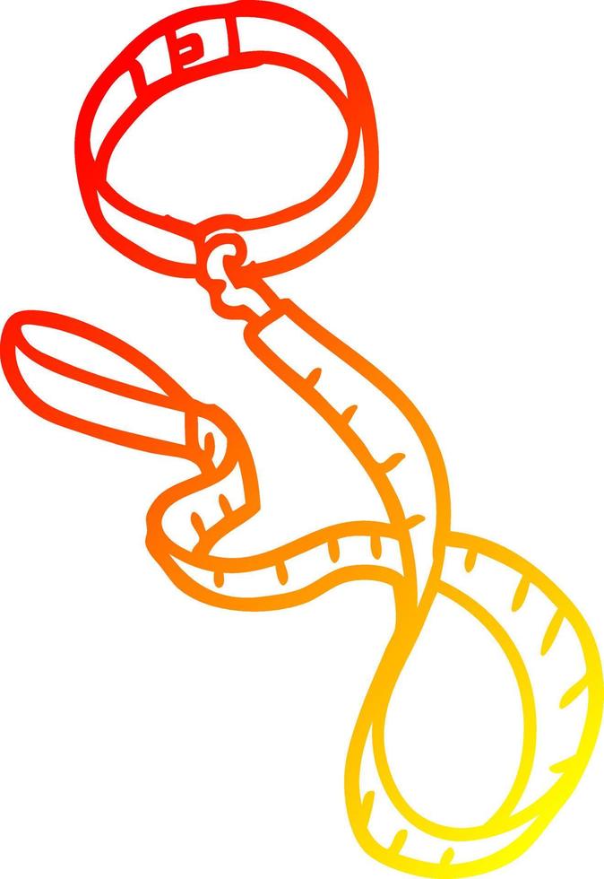 warm gradient line drawing cartoon dog collar and leash vector