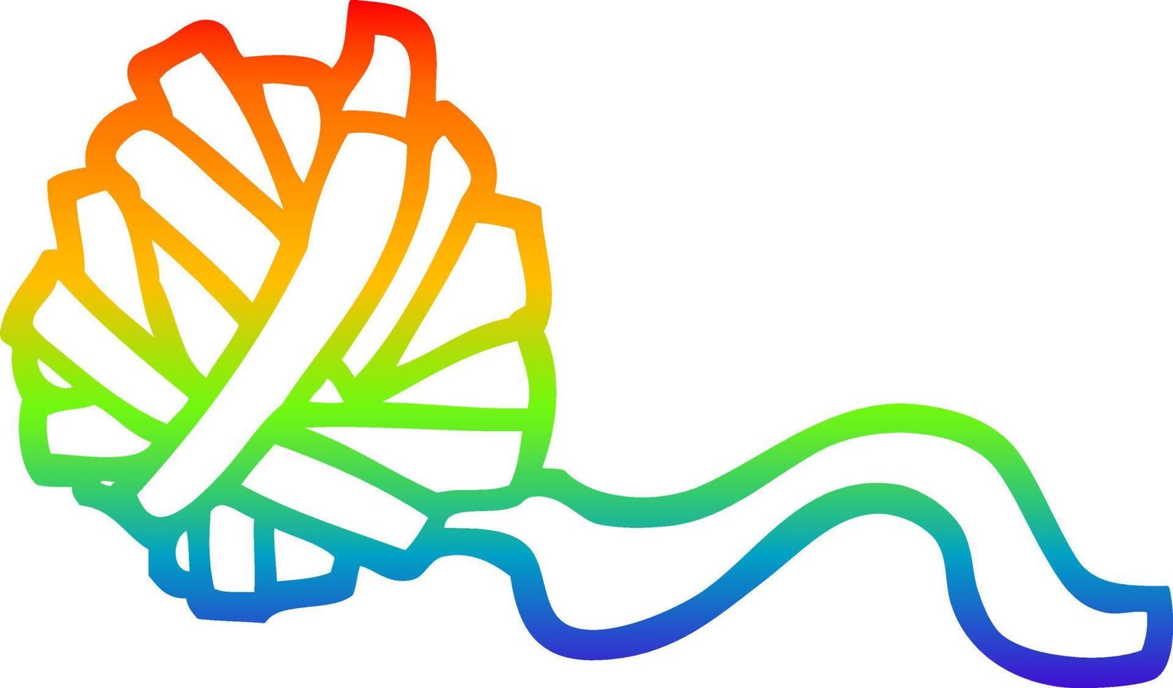 rainbow gradient line drawing cartoon ball of string vector