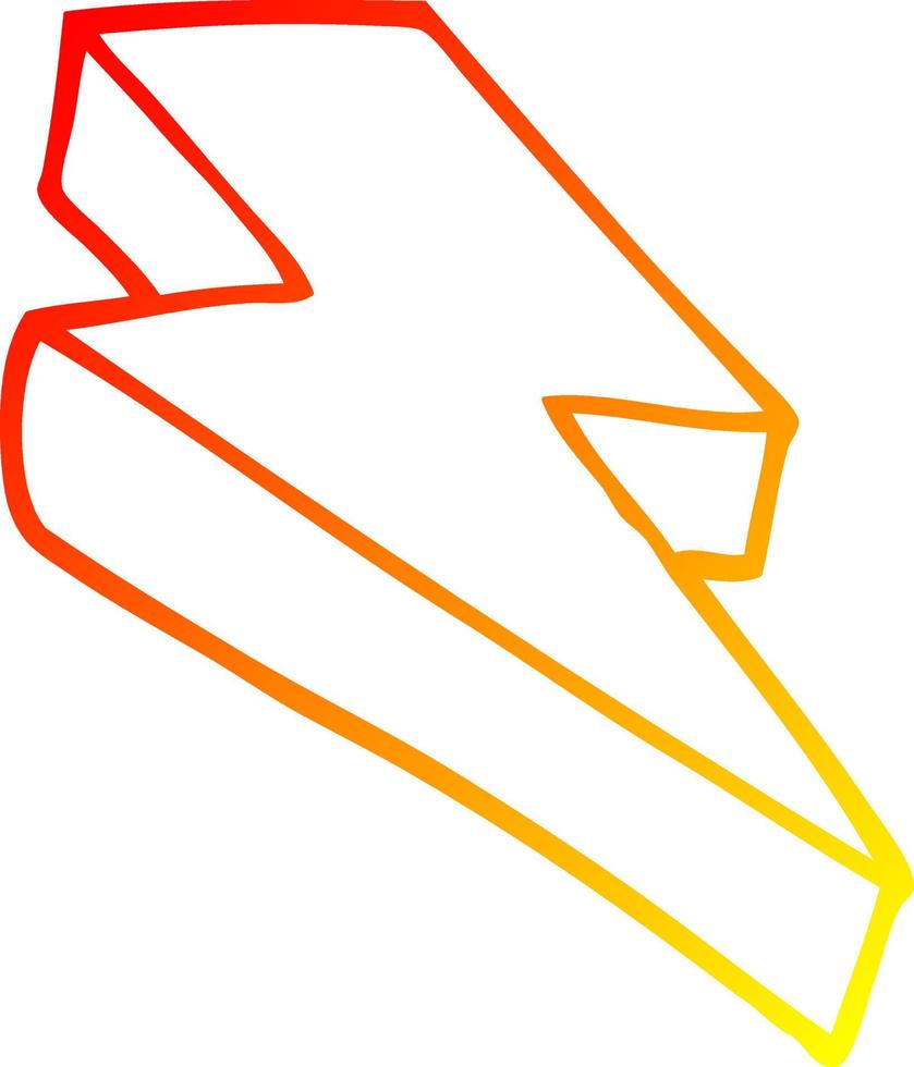 warm gradient line drawing cartoon thunder bolt vector