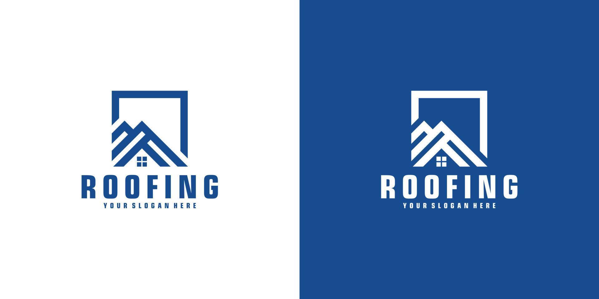 roof design logo inspiration with frames, logos for construction and buildings and business cards vector