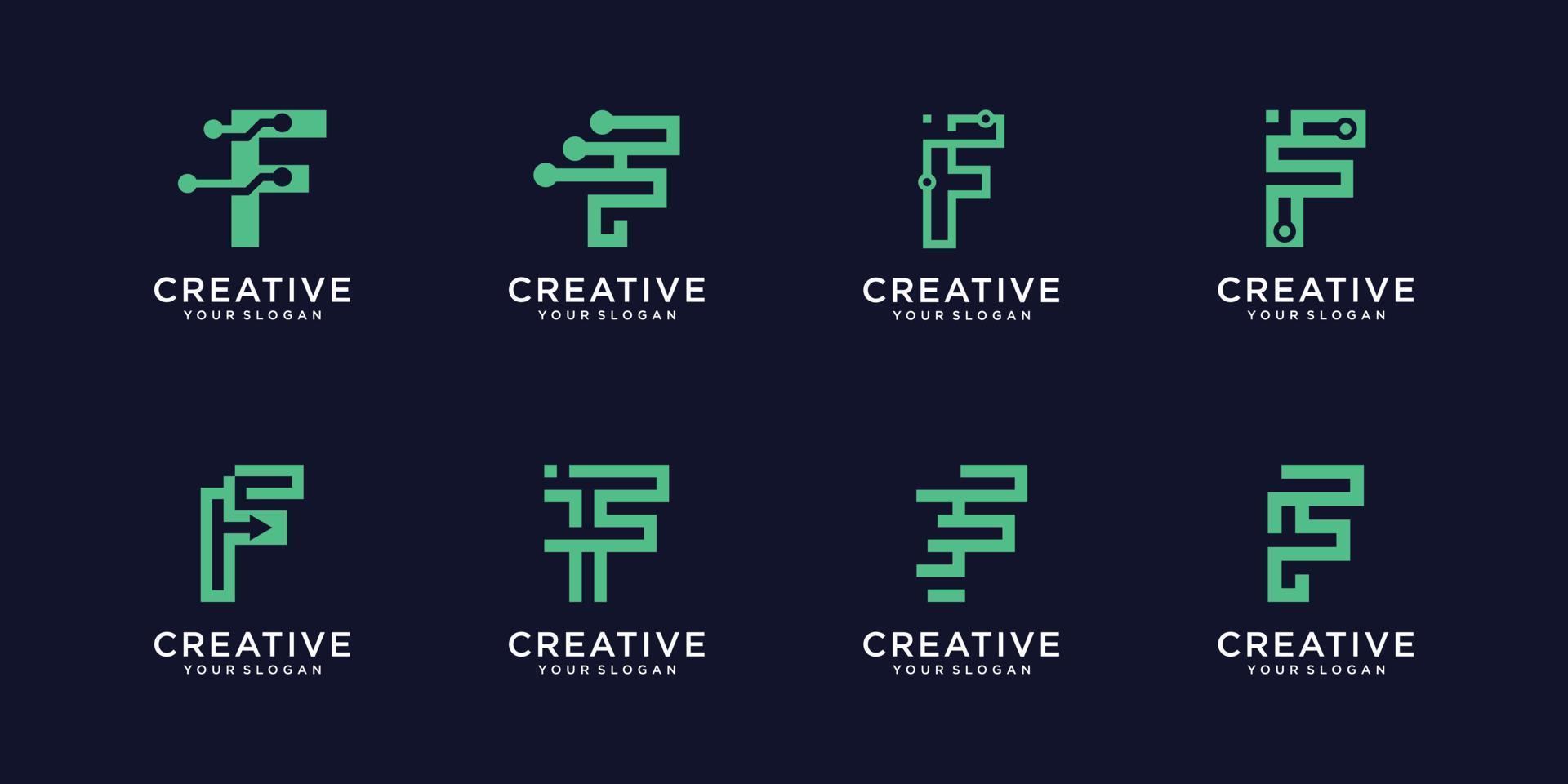 Set of abstract monogram letter f logo vector
