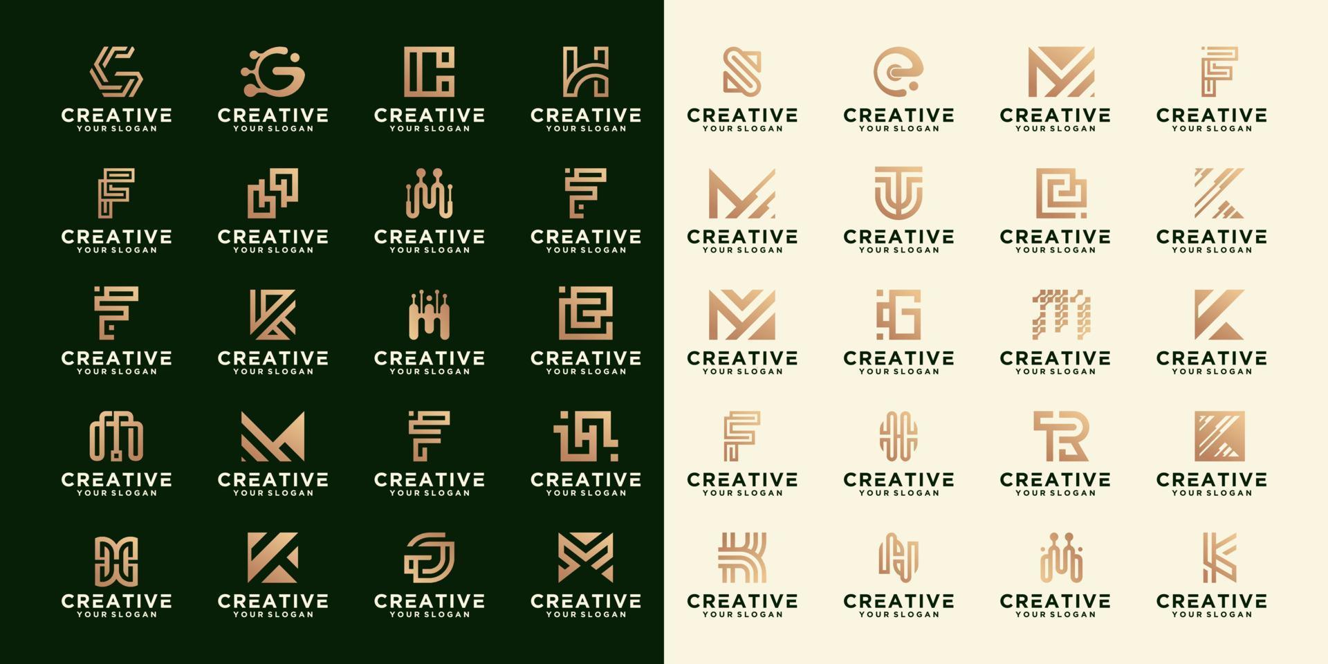 random A-Z monogram logo collection vector