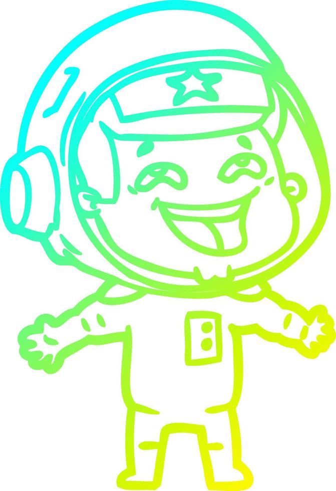 cold gradient line drawing cartoon laughing astronaut vector