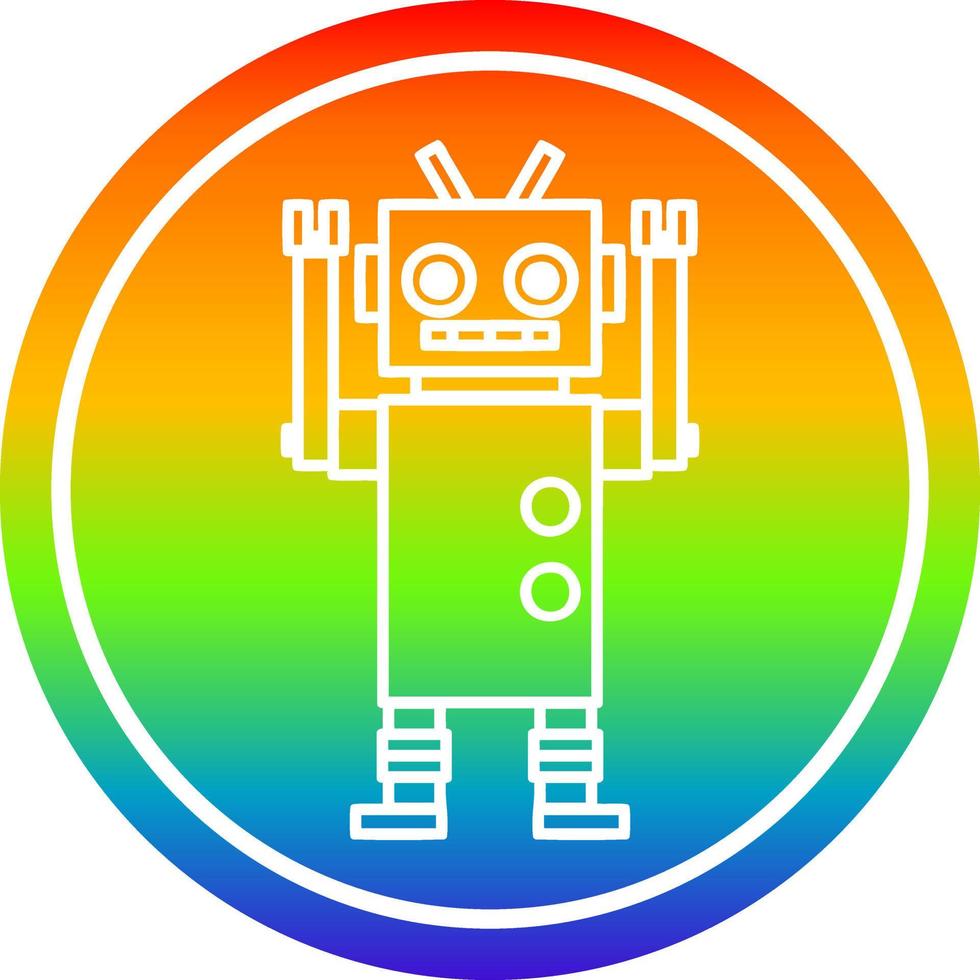 dancing robot circular in rainbow spectrum vector