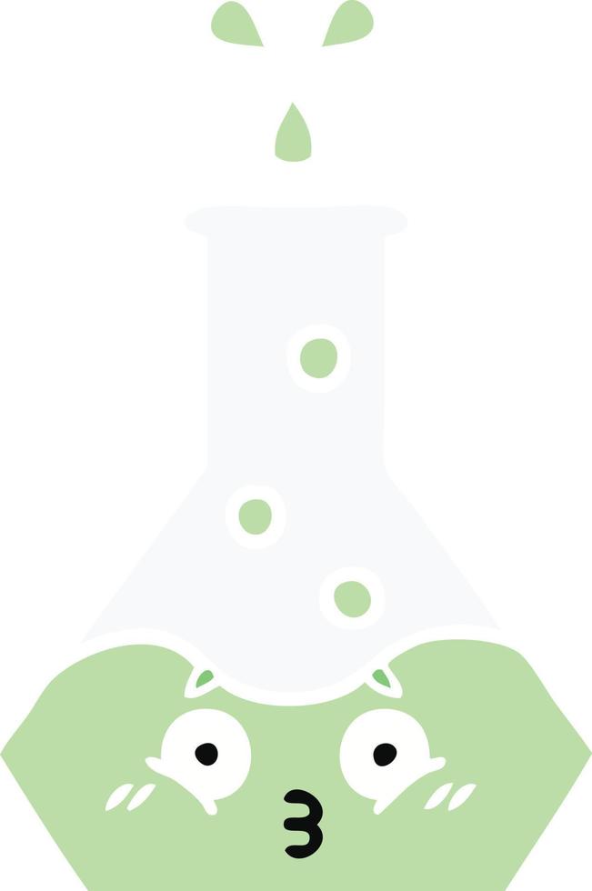 flat color retro cartoon science beaker vector