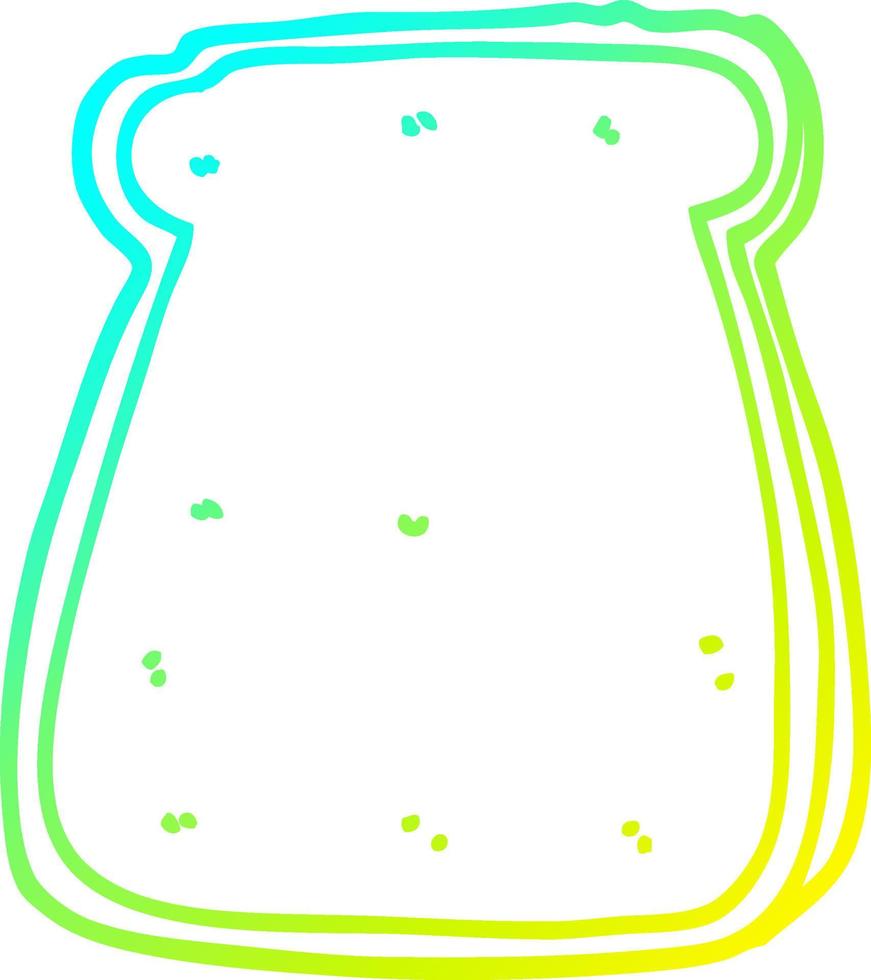 cold gradient line drawing cartoon slice of bread vector