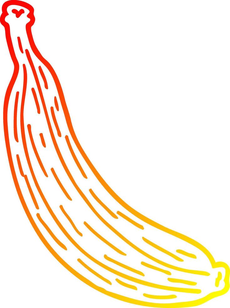 línea de gradiente cálido dibujo dibujos animados plátano amarillo vector