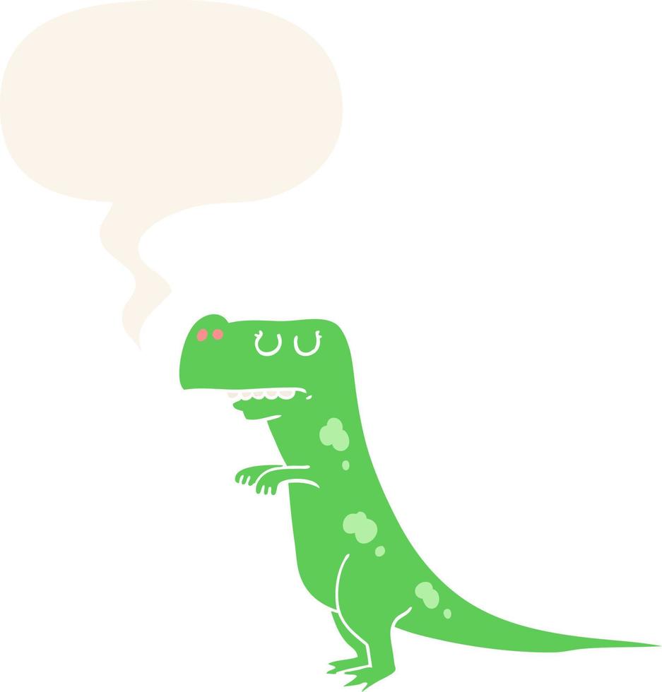 cartoon dinosaur and speech bubble in retro style vector