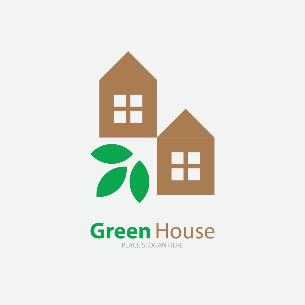 Farm House Logo Concept in Simple Iconic Line Style Design Vector, Green House Resident Vector Logo Template