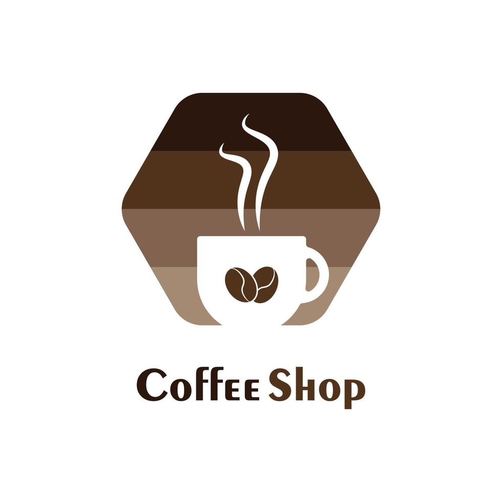 Hexagon Coffee Shop logo. Minimalist coffee shop logo concept, fit for cafe, restaurant, packaging and coffee business. Illustration vector logo.