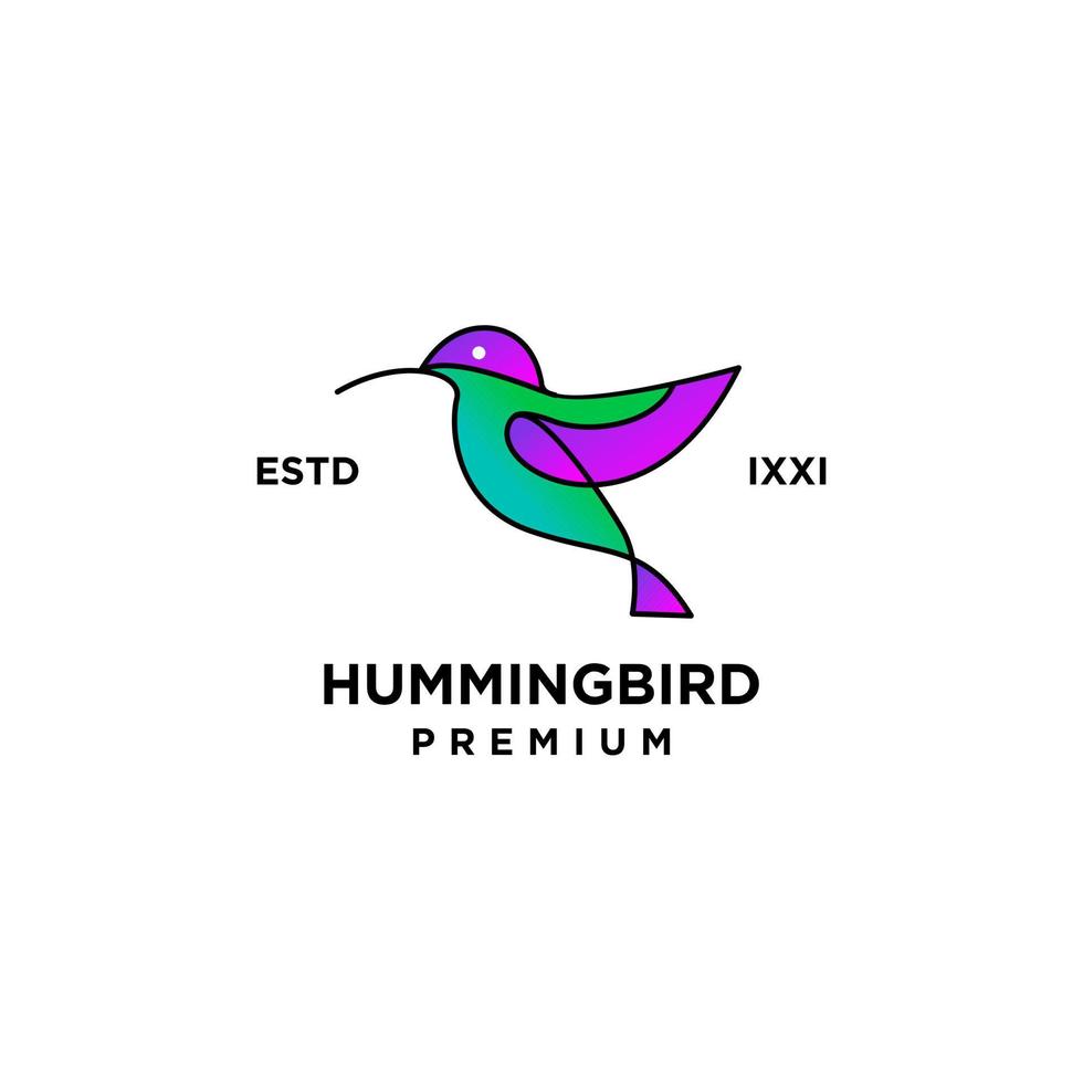 Hummingbird color full logo icon design vector