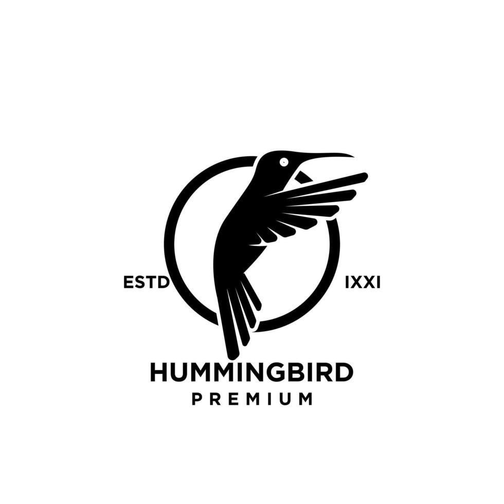 Hummingbird black silhouette logo icon design vector