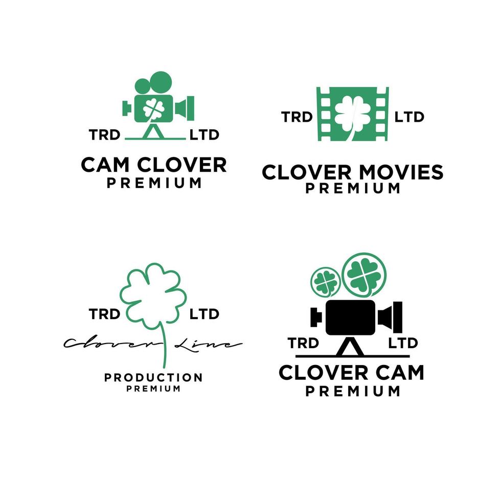 conjunto colección trébol película películas logo vector