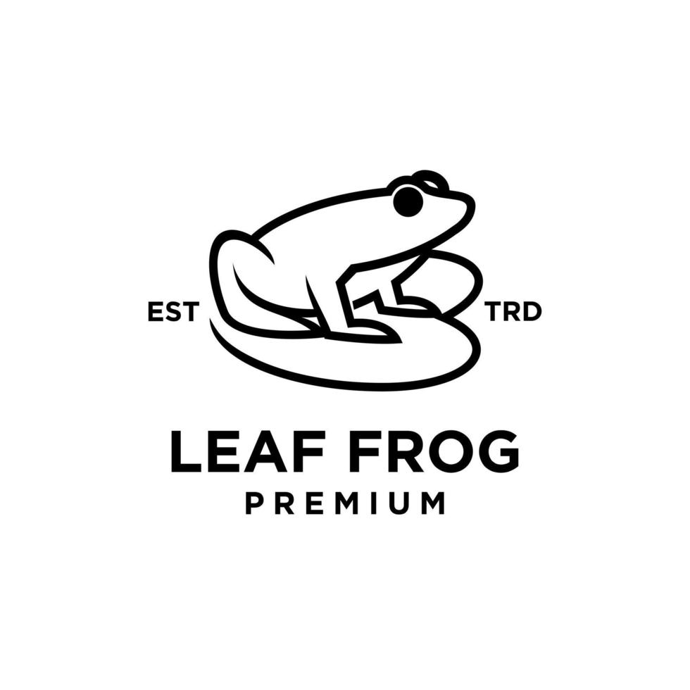 leaf frog vector line logo design