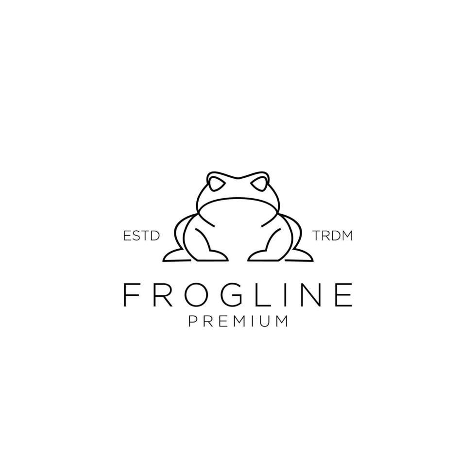 simple frog line logo design vector