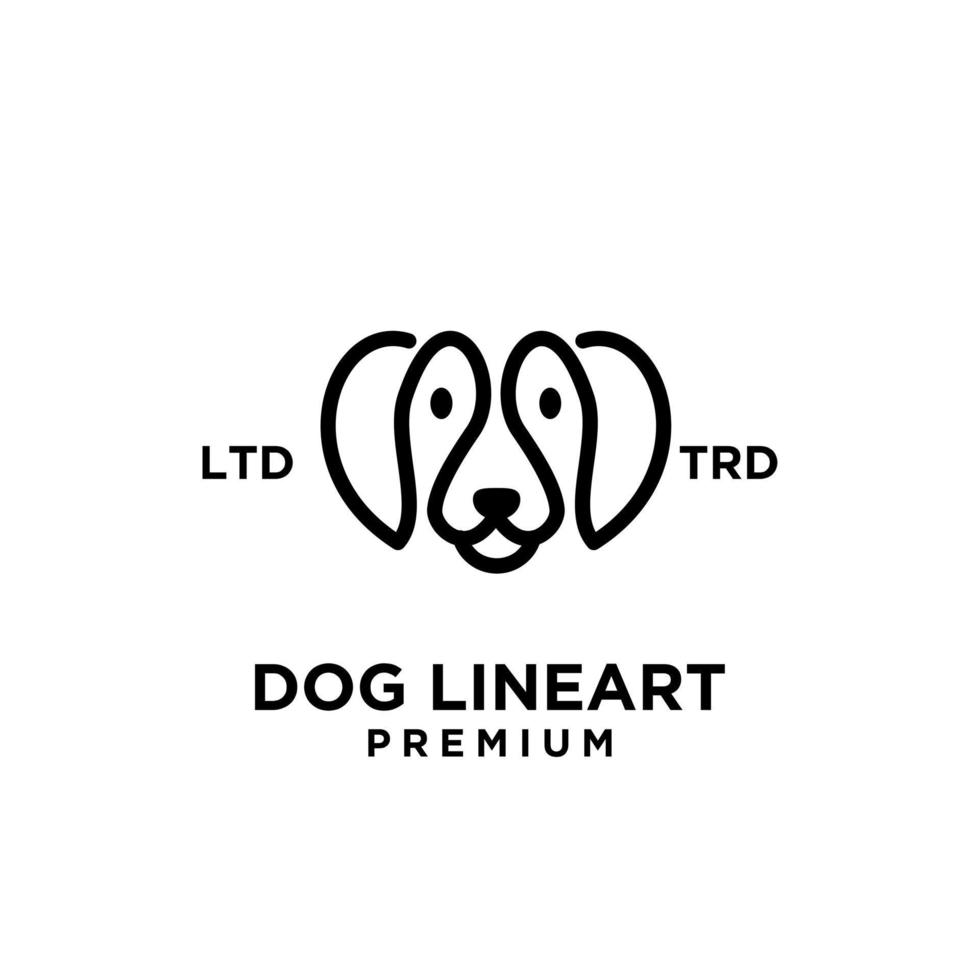 diseño de logotipo de vector de arte de línea de cabeza de perro