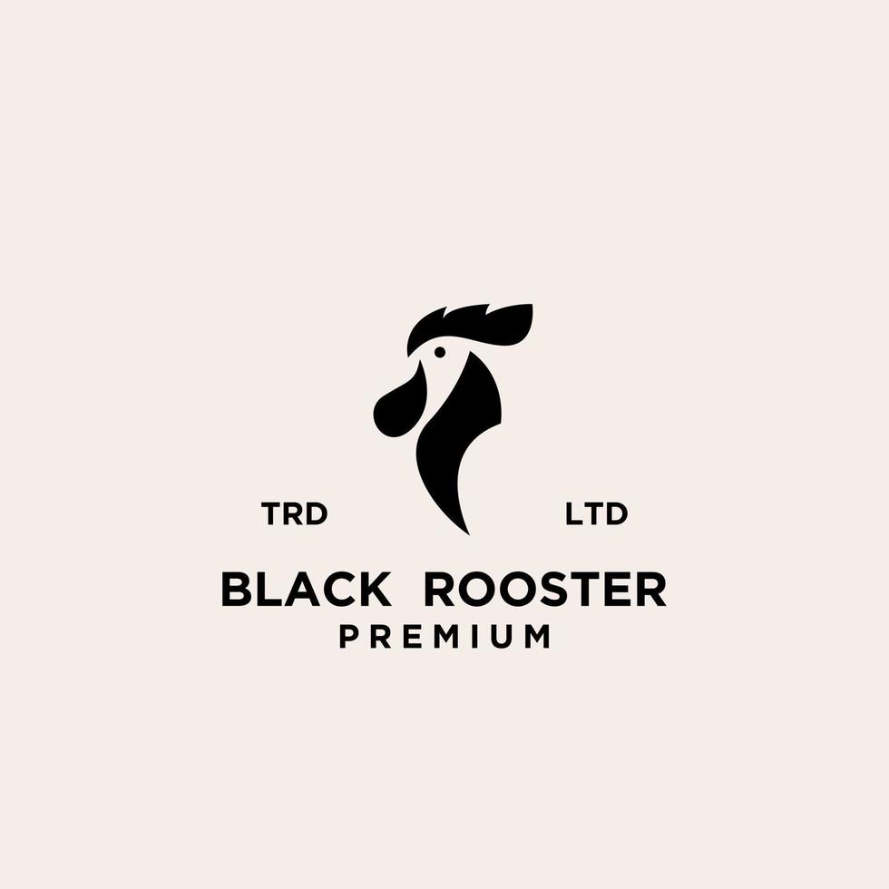 diseño de logotipo negro de cabeza de gallo premium vector