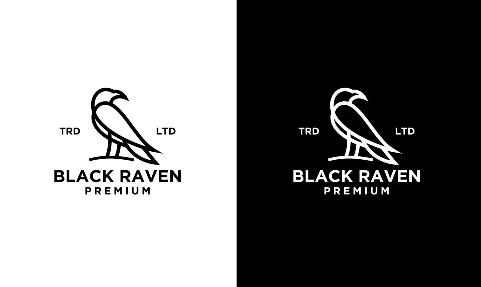 logotipo de línea de cuervo negro abstracto vector
