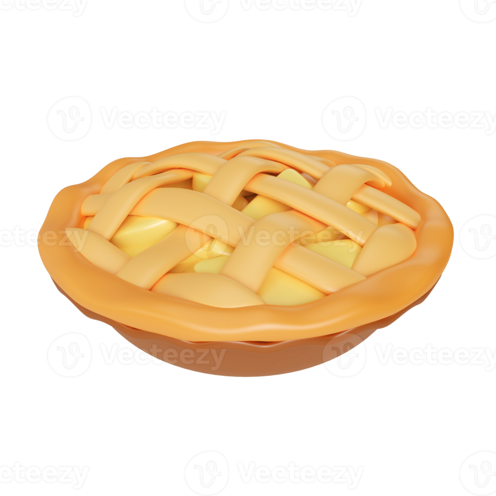 icono de ilustración 3d de tarta de manzana png