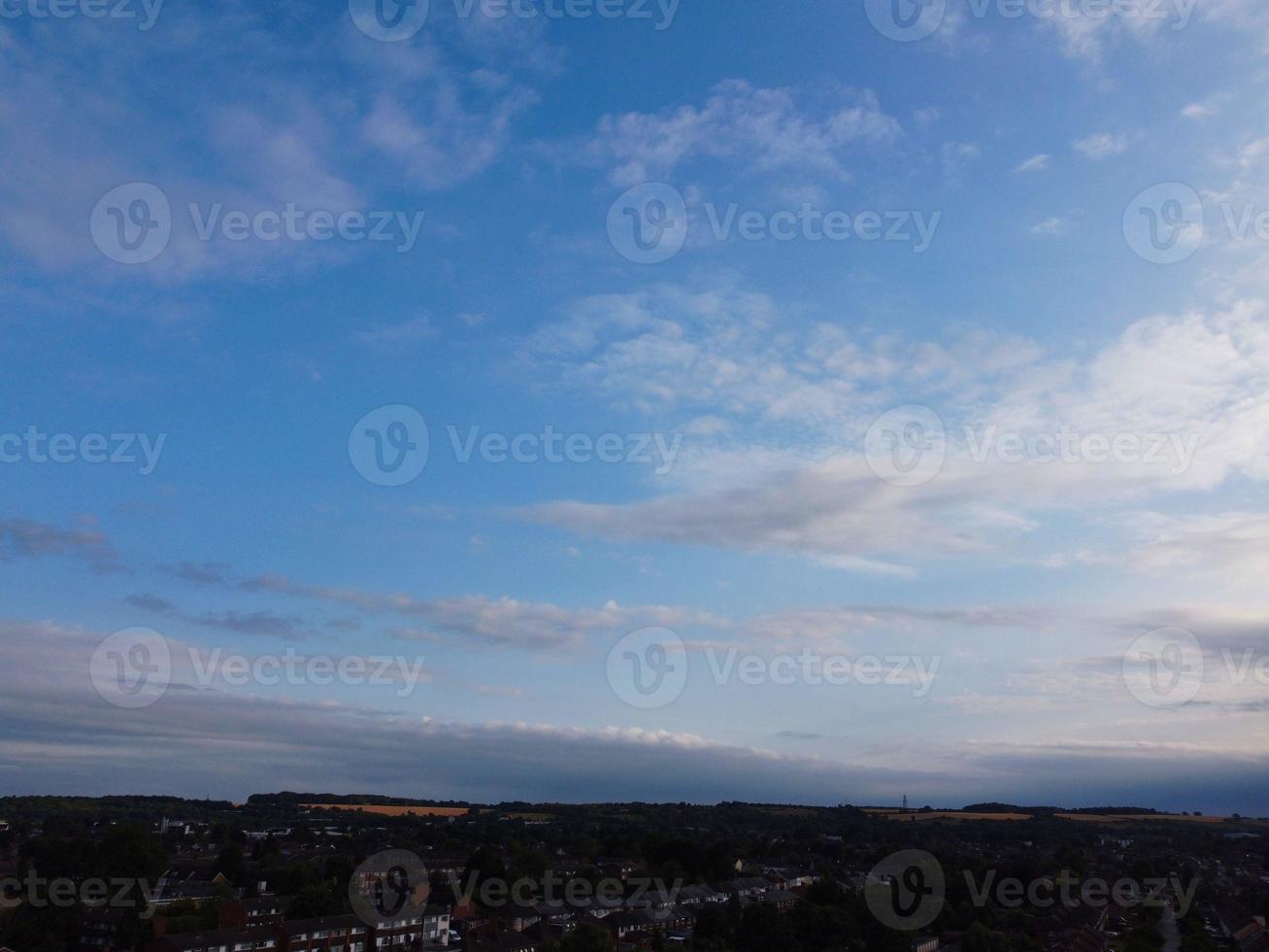 Aerial Footage and High Angle View of Luton Town of England and Residential Area of UK photo