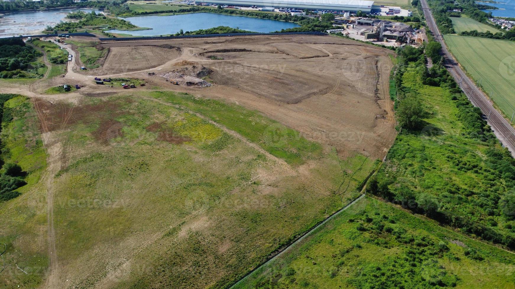 Gorgeous Aerial High Angle Footage of Lake and Countryside View of Kempston Bedford England photo