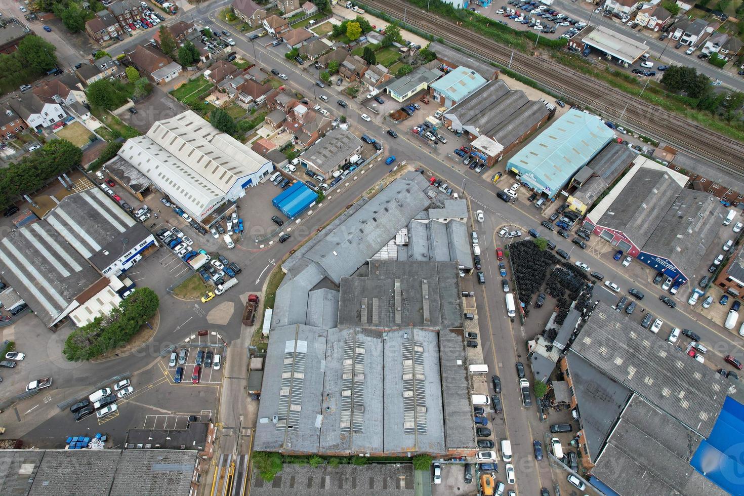 Imágenes aéreas de alto ángulo del polígono industrial dallow en la ciudad de luton, inglaterra, reino unido foto