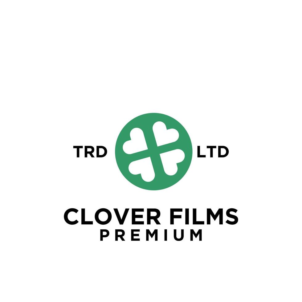 diseño de icono de logotipo de películas de película de trébol vector
