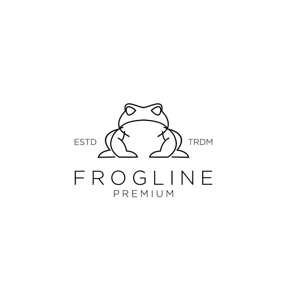 simple frog line logo design vector