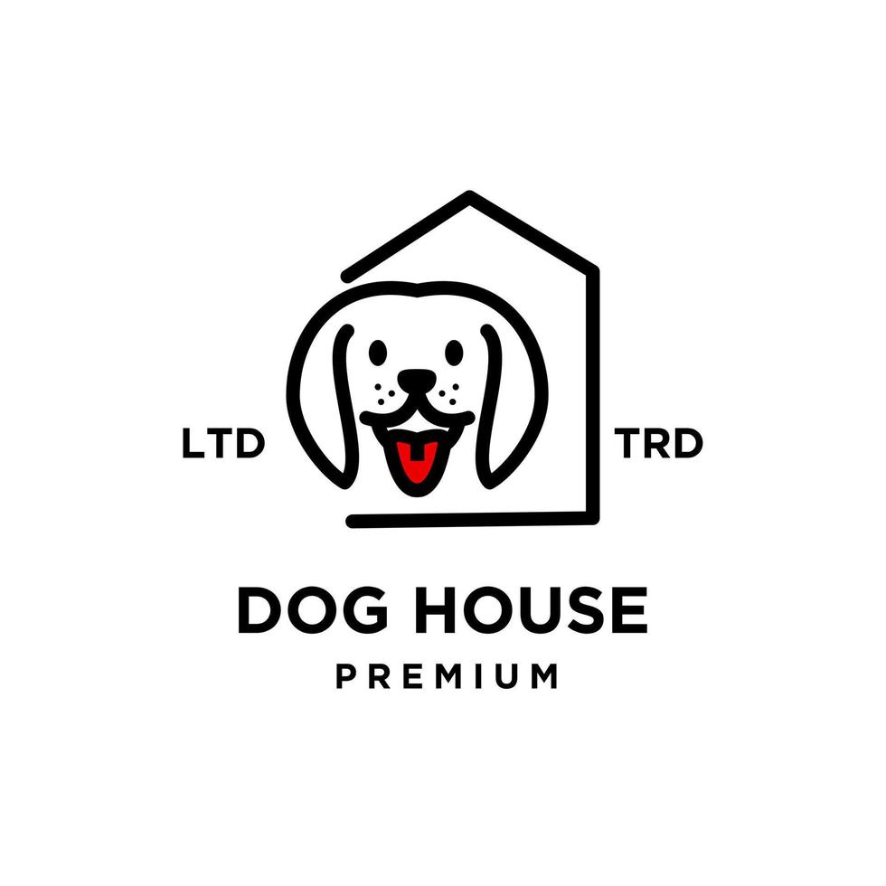 diseño de logotipo de vector de arte de línea de casa de perro