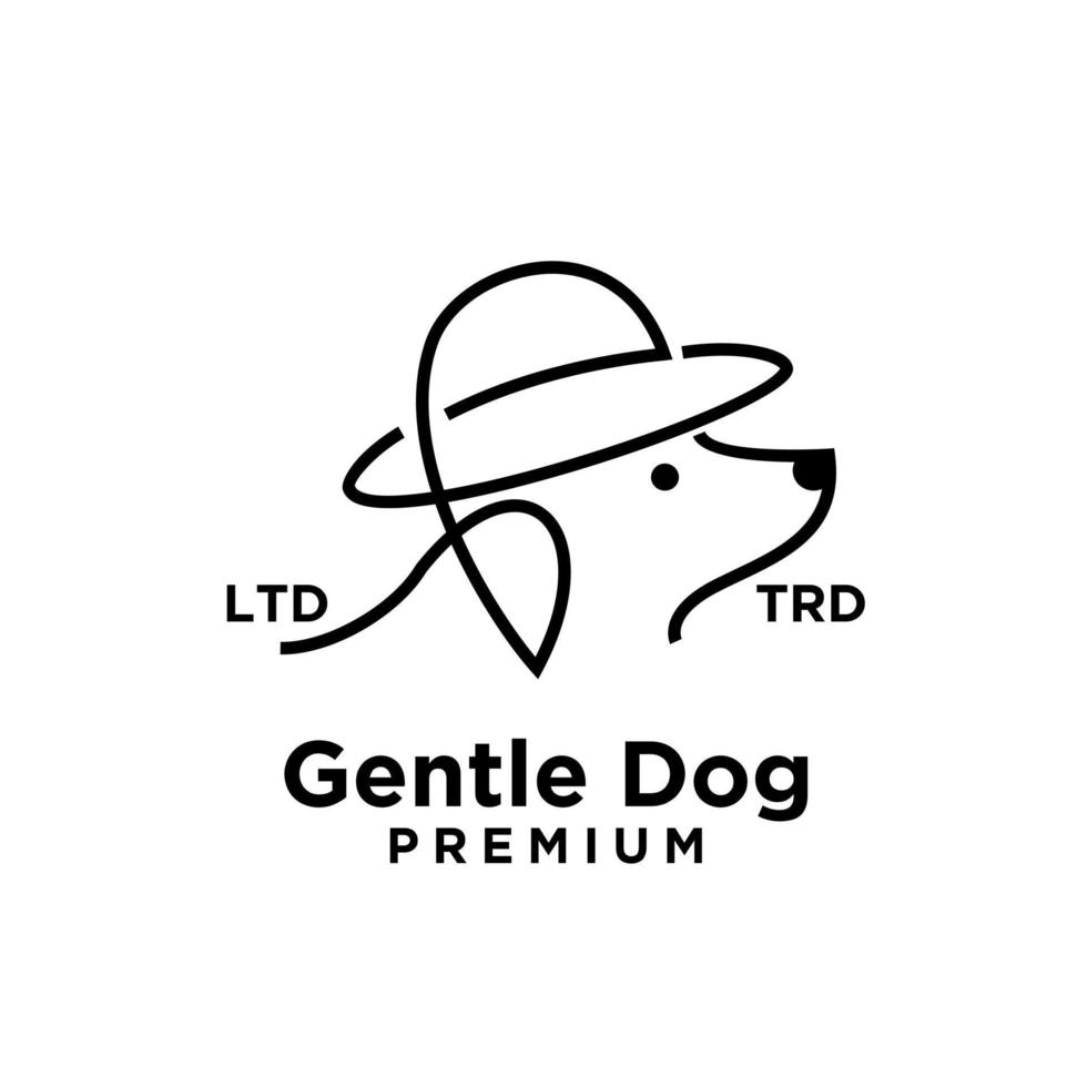 logotipo de línea de cabeza de perro suave vector